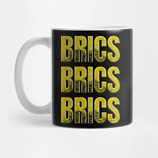 Gold ingots forming the word BRICS Mug